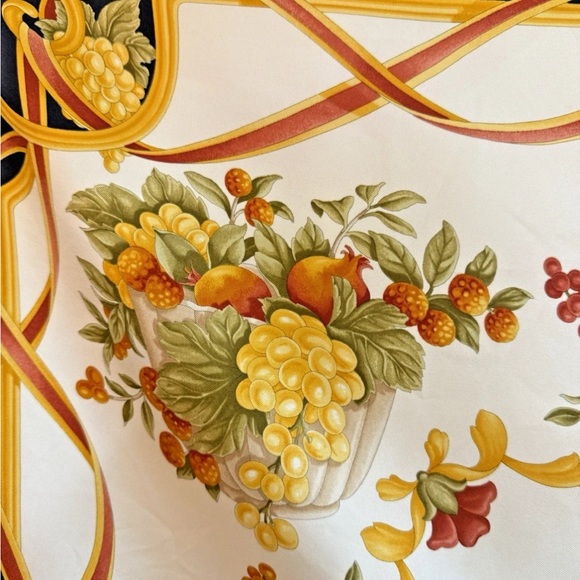 Salvatore Ferragamo Silk Pheasant Print Scarf w/ Navy Edging - Picture 5 of 7